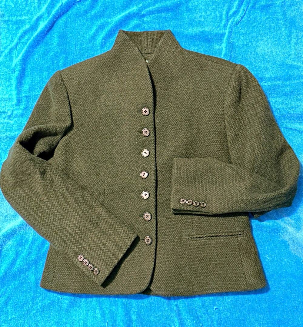 Vintage Lauren Ralph Lauren Wool Tyrolean Jacket Olive Green Mandarin Blazer 8